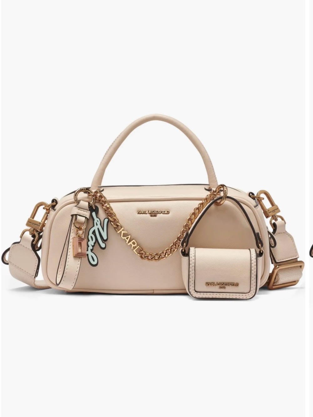 NWT KARL LAGERFELD PARIS Zaylia Mini Crossbody in Brie color